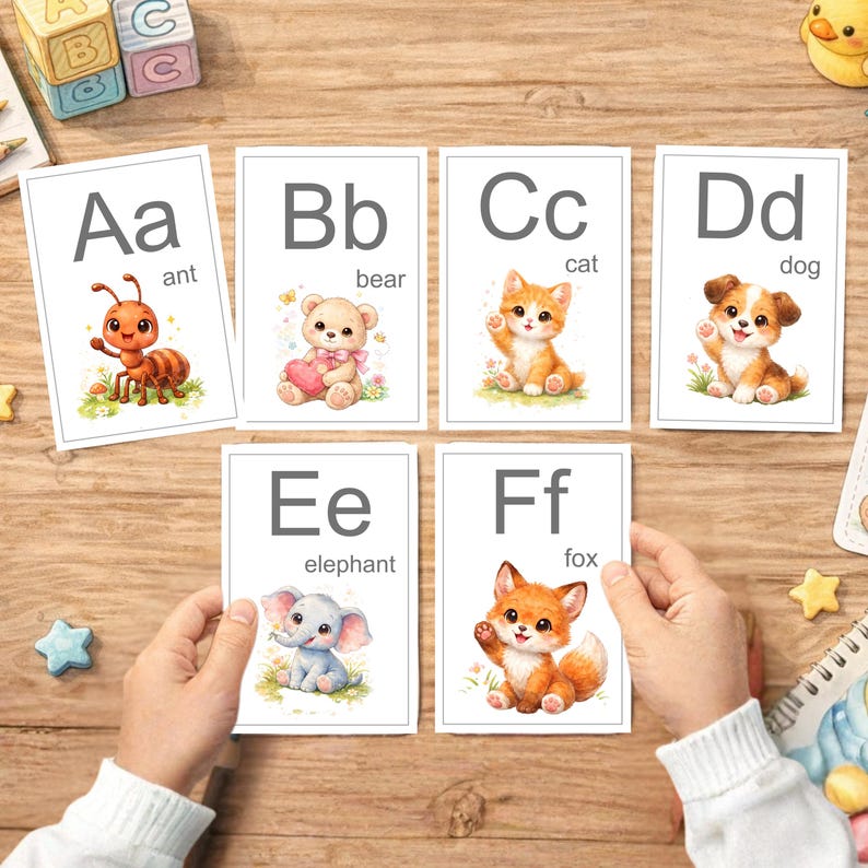 Alphabet Flashcards Printable | A4 Print & Cut + A6 Cards | ABC