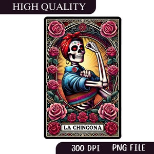 La chingona tarocard, funnylatina, chicanapng, mexicanpng, conchapng, western mama png, western mamapng, vintag tarot card, tarot carding