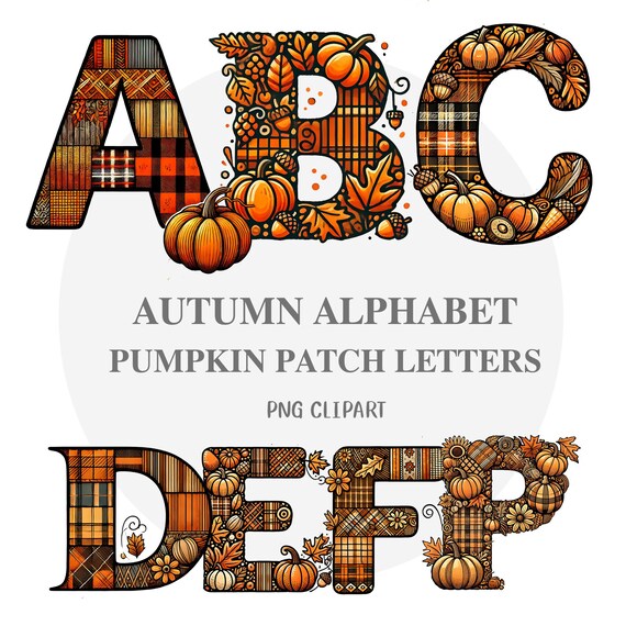 Autumn Alphabet Clipart, autumn alphabet, pumpkin letter clipart, fall decorations, ABC clipart, Thanksgiving clipart, pumpkin decor