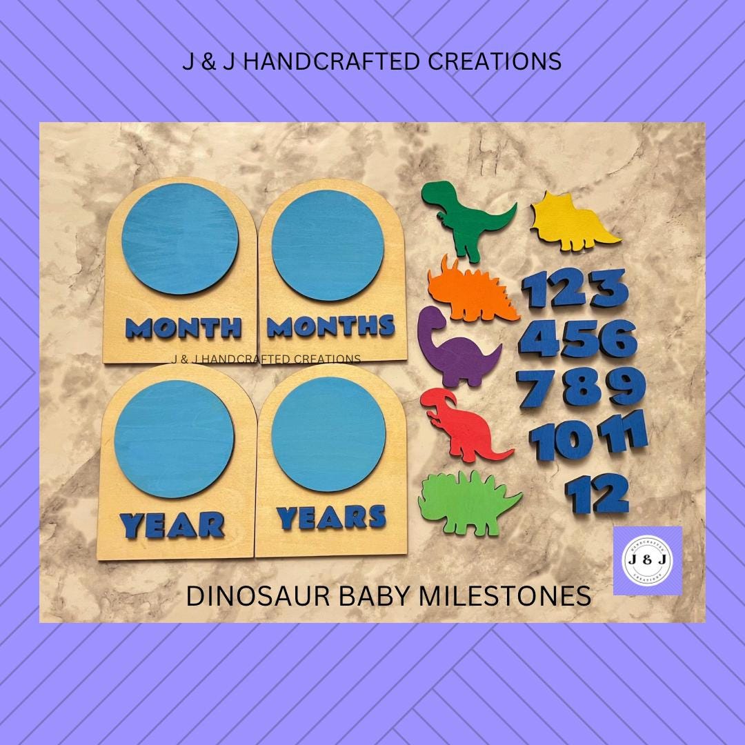 Dinosaur Wooden Baby Milestones: Laser Cut Photo Props - Etsy