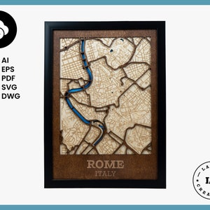 Mapa de Roma Itália - Arquivo digital a laser