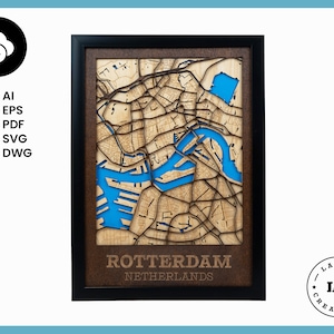 Rotterdam Niederlande Map - Digitale Laserdatei