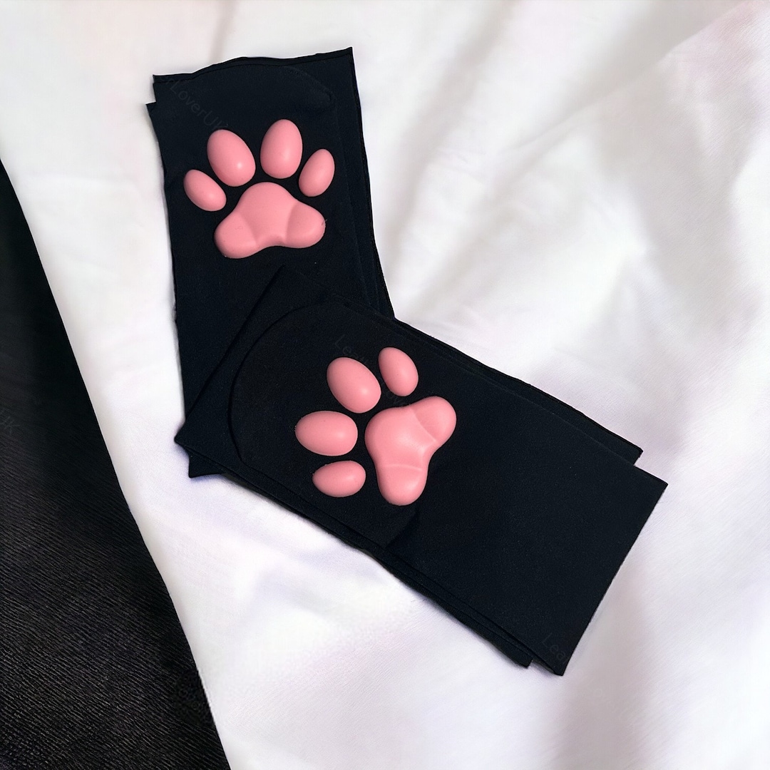 Paw Print Thigh High Socks Cat Dog Paw Tights, 3D Kitten Claw Stockings ...