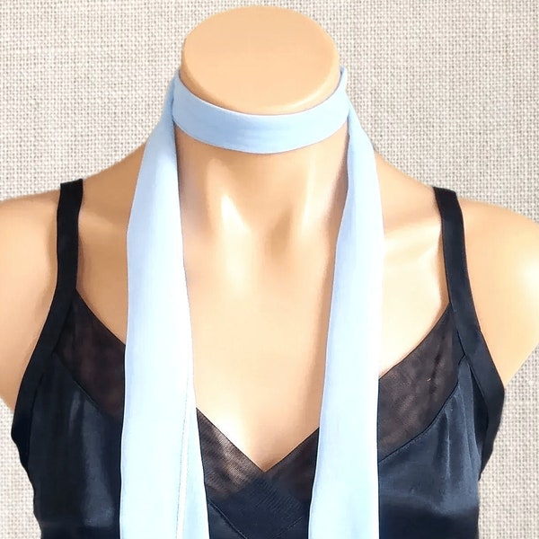 Light Blue Scarf, Sheer Chiffon Scarf, Skinny Scarf, Long Scarf