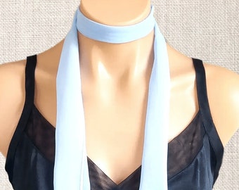 Light Blue Scarf, Sheer Chiffon Scarf, Skinny Scarf, Long Scarf