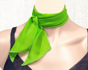 Apple Green Scarf, Short Scarf, Daphne Scarf, Sheer Chiffon Scarf, 50's Scarf, Hair Tie, Neck Scarf, Dainty Lightweight Scarf, Free Shipping