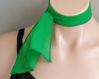 Kelly Green Scarf, Green Short Scarf, Bridesmaids Neck Scarf, Green Skinny Scarf, Shamrock Green Scarf, St. Patrick's Day