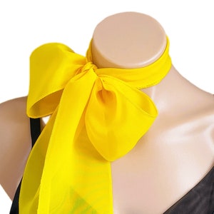 Yellow Scarf Bow Scarf Skinny Scarf Sunflower Yellow Neck Scarf Sheer Chiffon Scarf