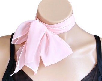 Blush Scarf, Blush Pink Scarf, Sheer Chiffon, Hair Tie, Neck Scarf, Handbag Accessory, Free Shipping, Skinny Scarf, Hat Scarf, Ponytail Tie