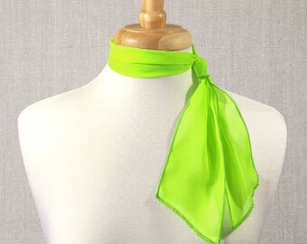 Neon Green Scarf, Short Scarf, Sheer Chiffon Scarf, Skinny Scarf, Hair Scarf, Hair Tie, 50's Scarf, Daphne Costume Scarf