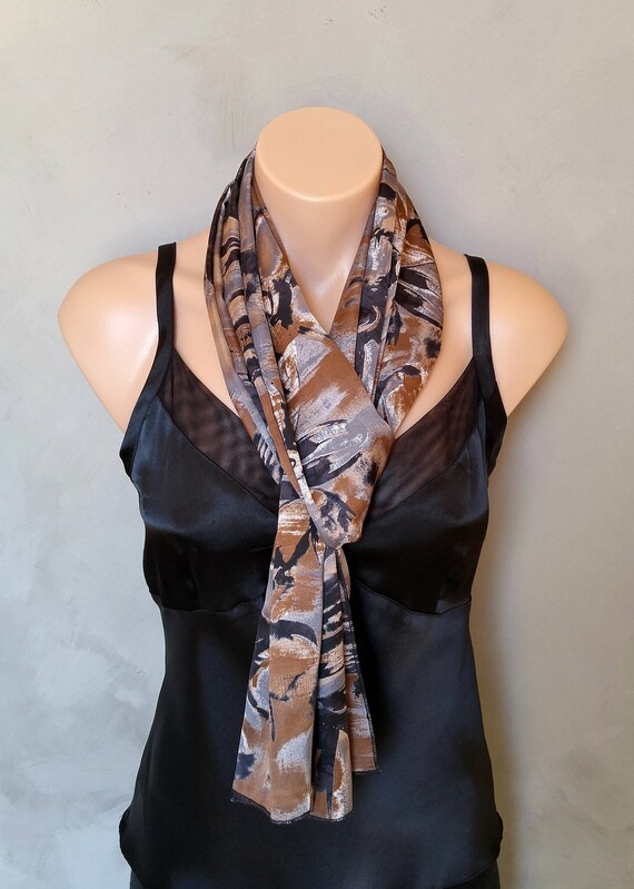 Floral Satin Gray Scarf, Satin Olive Scarf Wrap, Black Wrap Scarf, Satin Black Scarf, Floral Gray Scarf, Olive Scarf Satin, Gray Scarf Satin