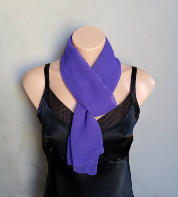 Purple Scarf, Violet Scarf, Sheer Chiffon Scarf, Skinny Scarf Purple, Sheer Purple Scarf, Purple Skinny Scarf, Purple Chiffon Scarf