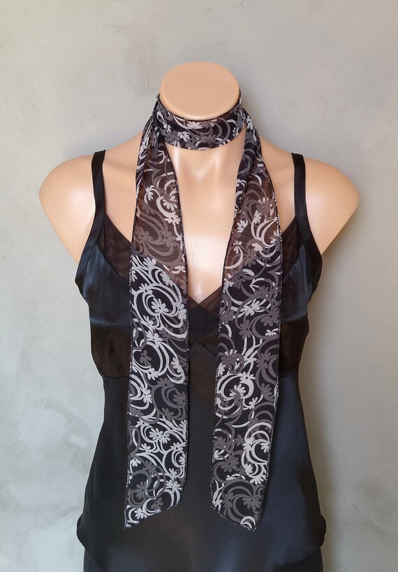 Choker Scarf, Choker Necklace, Black Skinny Scarf, Wrap Choker Scarf, Neckerchief, Kerchief, Black Sash, Boho Choker Scarf, Rope Chokers