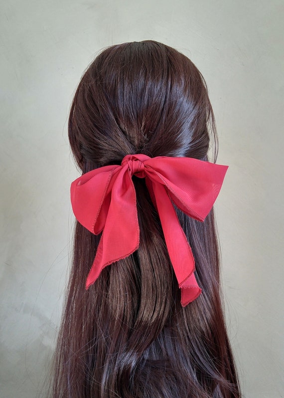 Ponytail Scarf Bun Scarf Chiffon Hair Tie Maroon Hair Etsy