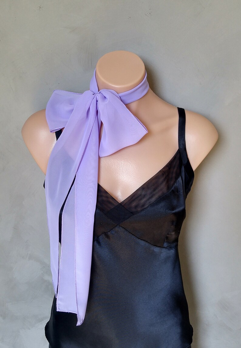 Lavender Skinny Scarf Sheer Sash Belt Chiffon Head Wrap Etsy
