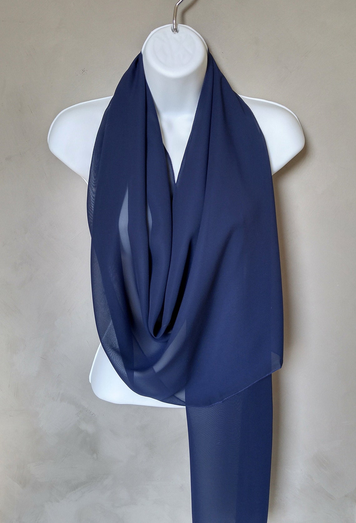 Navy Blue Scarf Wrap Dark Blue Shoulder Wrap Sheer Chiffon Etsy