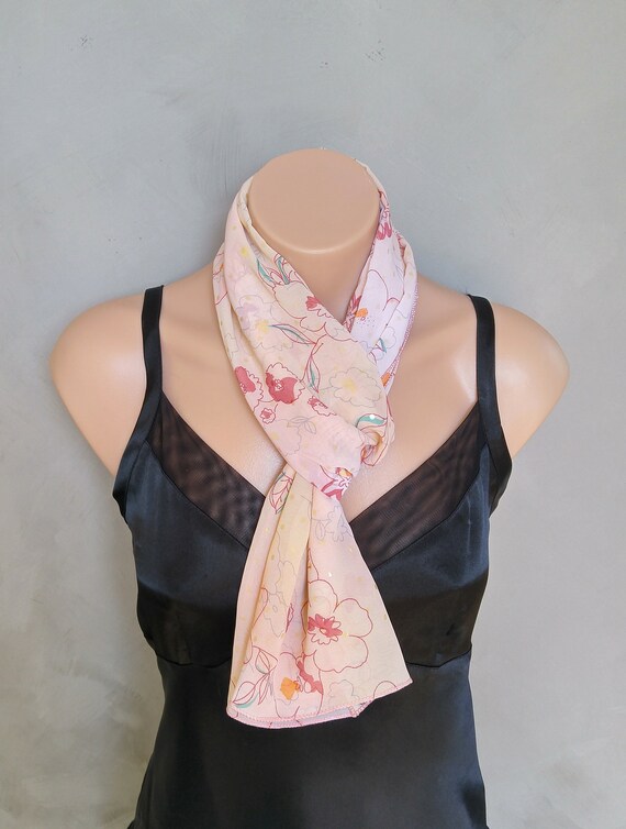 Pink Floral Scarf, Peach Scarf, Chiffon Scarves, Floral Scarves, Pink Chiffon Scarf, Floral Chiffon Scarf, Floral Pink Scarf, Free Shipping