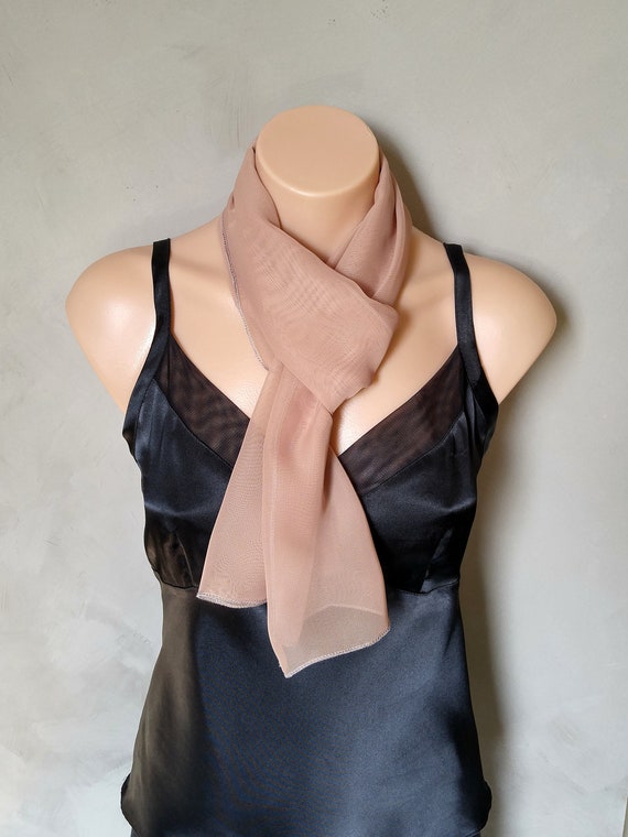Skinny Scarf, Skinny Scarves, Chiffon Scarf, Sheer Scarf, Natural Sheer Scarf, Gift for Women, Gift for Her, Gifts Under 10, Clearance Scarf