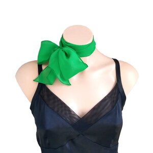 Kelly Green Scarf, Sheer Chiffon Scarf, Hair Tie, Neck Scarf, Handbag Accessory image 2