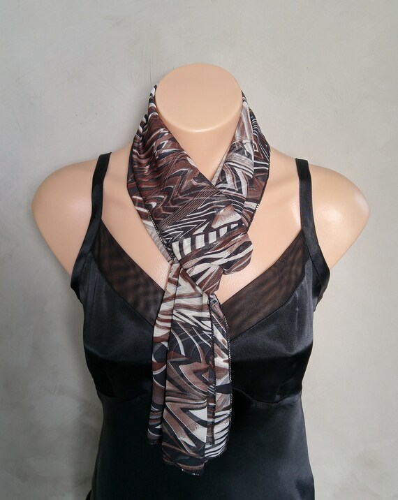 Gift for Her, Gift Under 20, Sheer Black Scarf, Abstract Scarves, Sheer Abstract Scarf, Chiffon Black Scarf, Fashion Scarves, Unique Scarf