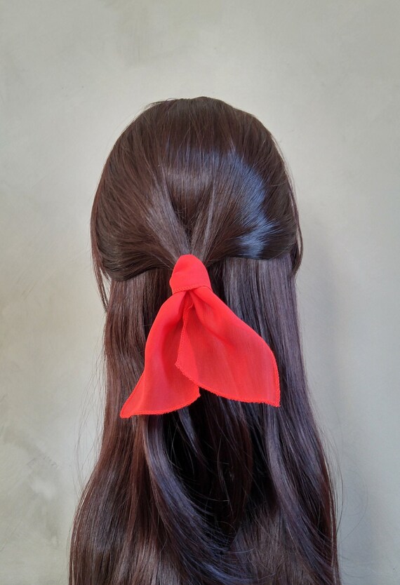 Ponytail Scarf Bun Scarf Scarf Hair Tie Red Pony Scarf Etsy