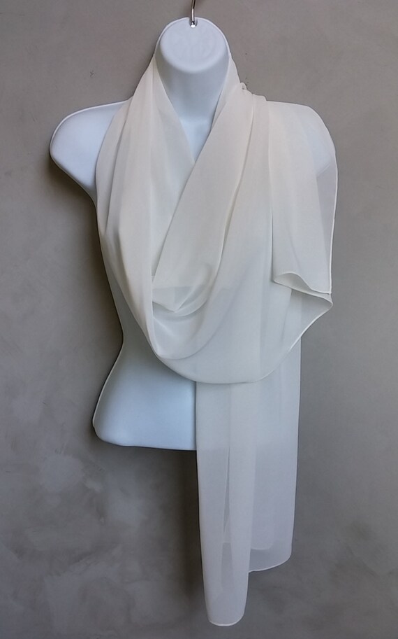Ivory Scarf, Ivory Scarf Wrap, Off White Shawl, Off White Stole, Chiffon Scarf Wrap, Ivory Wrap Scarf, Ivory Stole, Shawl, Sheer Ivory Stole