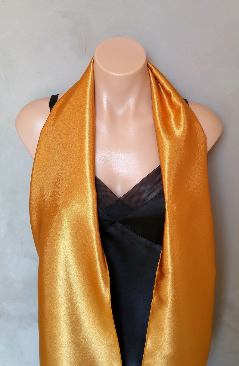 Gold Satin Scarf Reversible Scarf Free Shipping Women's Etsy