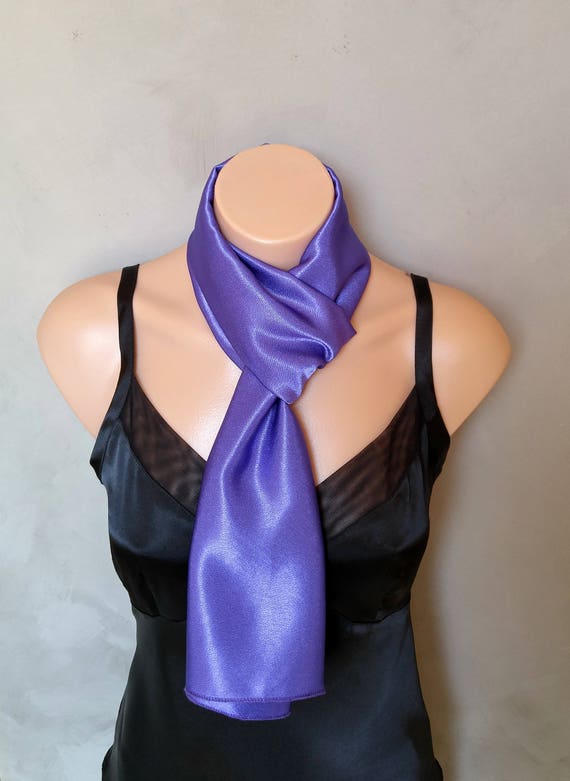Purple Scarf, Purple Satin Scarf, Skinny Scarf, Reversible Scarf, Purple Skinny Scarf, Purple Scarves, Satin Scarf Purple, Plum Scarves