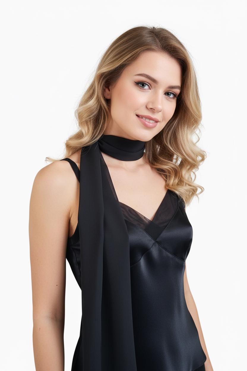 Black Chiffon Belt Sash