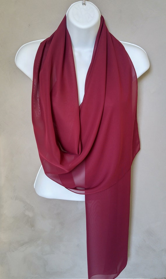 Burgundy Scarf, Burgundy Shawl, Wedding Scarves, Burgundy Wine Scarf, Wine Wrap Scarf, Bridal Scarves, Sheer Chiffon Scarf, Burgundy Scarves