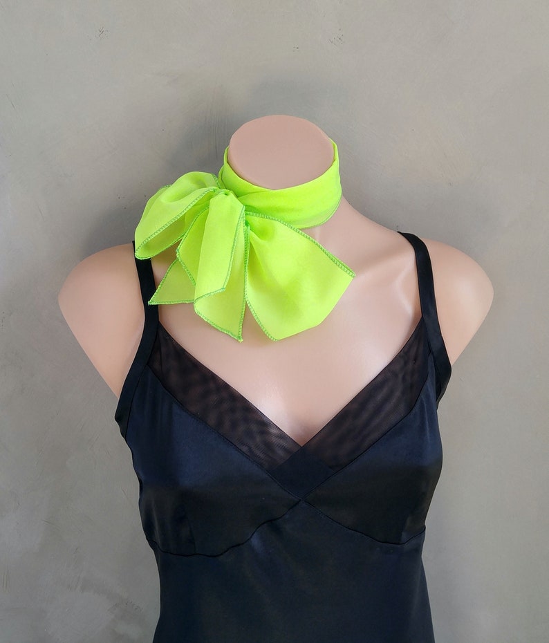 Neon Green Scarf Sheer Chiffon Scarf Daphne Scarf Hair Etsy