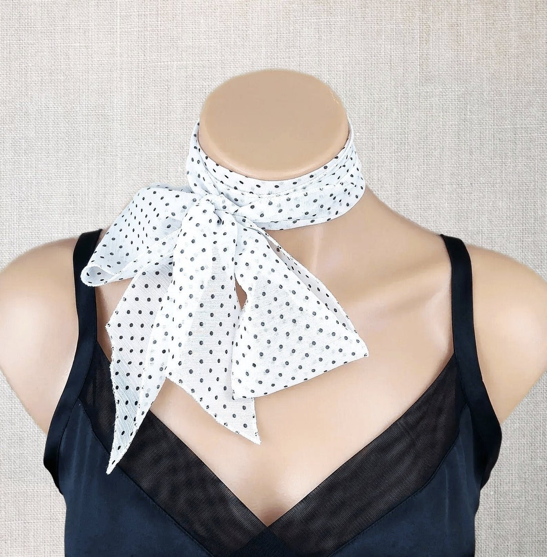 【Anyone more】[Scarf set] Mellan Dot Muffler Frill T Set Pretty Trunk Wide Silk Tie Scarf Orange Purple Mix