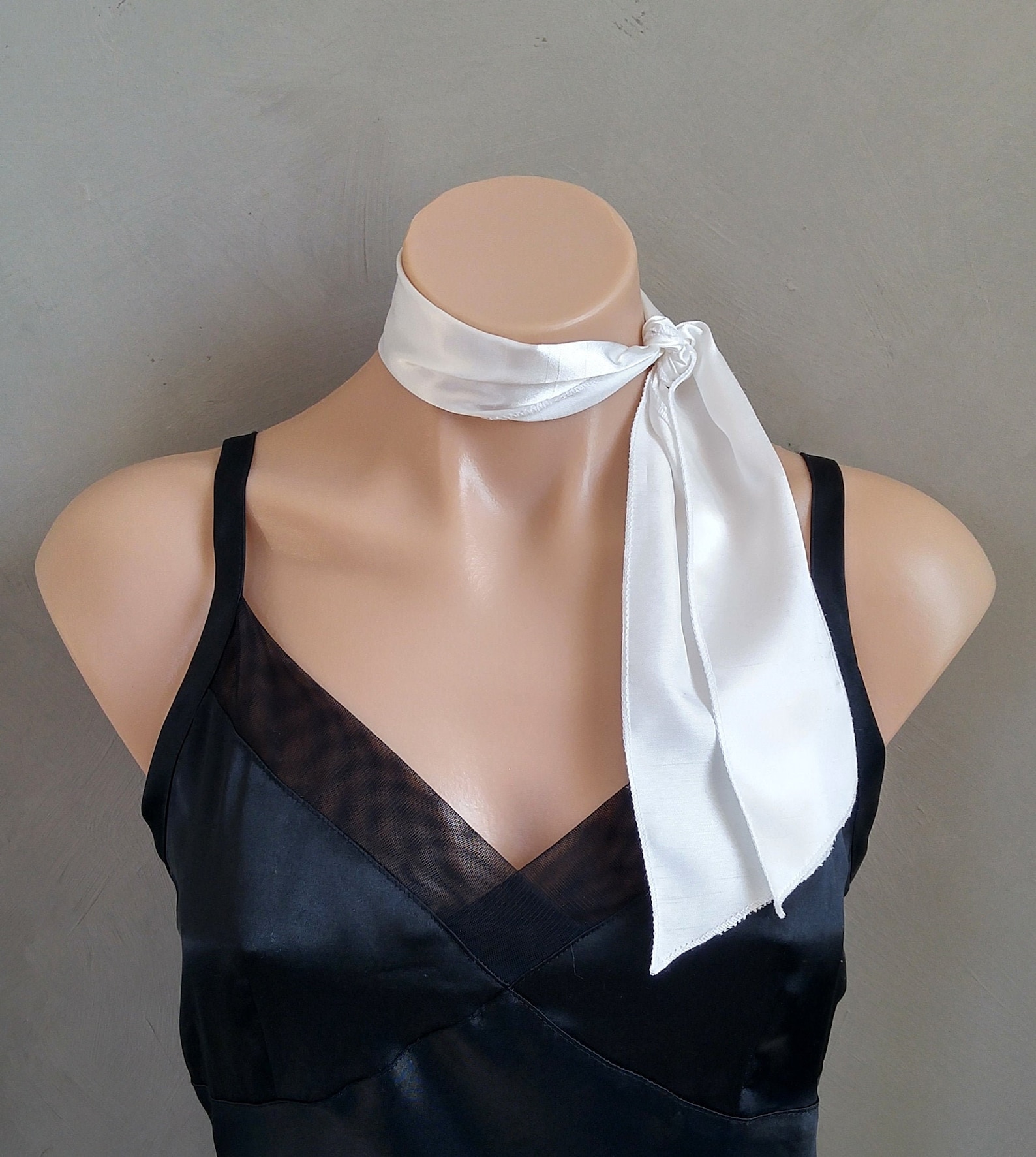Short White Satin Scarf 50's Neck Wear Copper Scarf Etsy