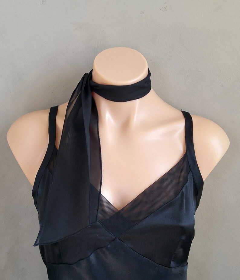 Small Short Black Scarf Sheer Chiffon Scarf Skinny Scarf Etsy
