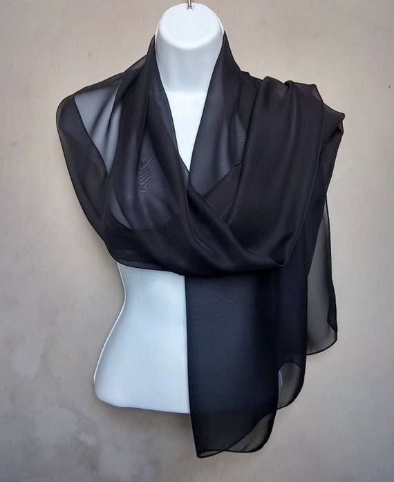 black chiffon scarf wrap