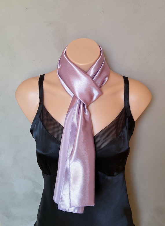 Lilac Scarf, Lavender Satin Scarf, Reversible Scarf, Lilac Skinny Scarf, Purple Scarf, Purple Skinny Scarf, Scarf Lilac, Purple Satin Scarf