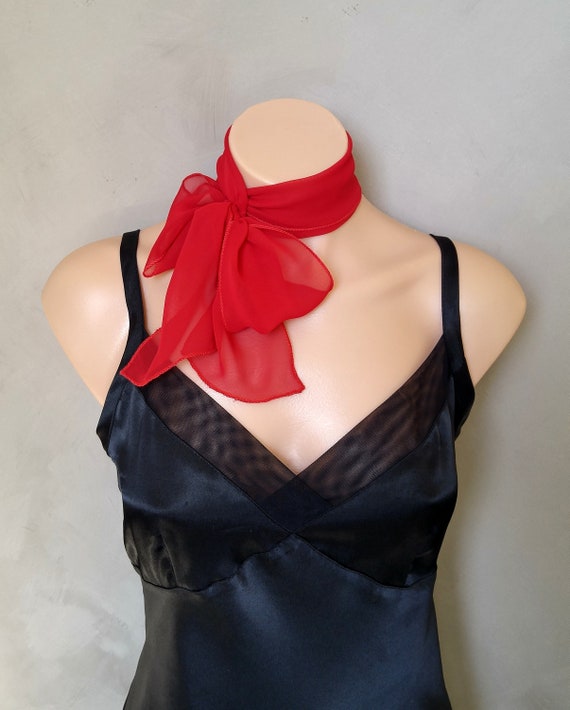 Hair Scarf Hat Scarf Mini Scarves Red Skinny Scarf Red Etsy