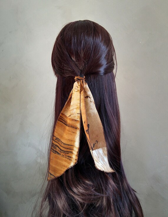 Ponytail Scarf Bun Scarves Scarf Hair Tie Brown Pony Scarf Etsy