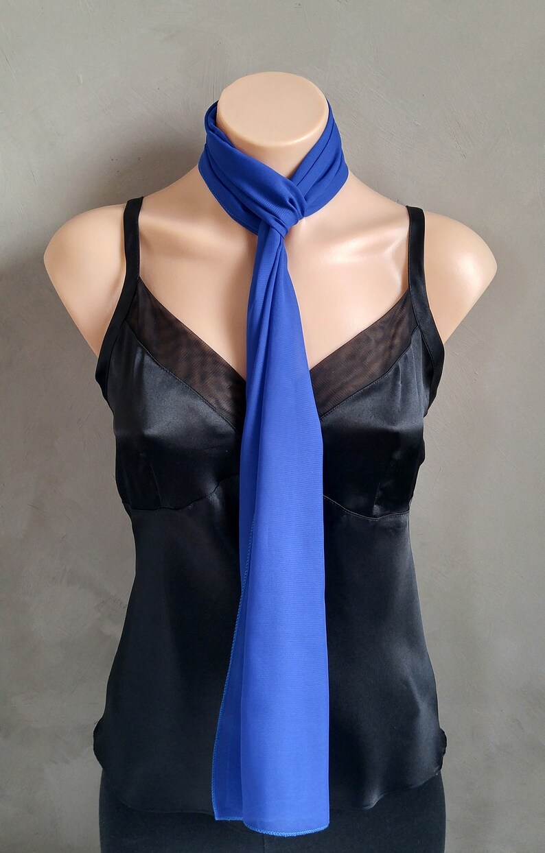 Blue Scarf Royal Blue Scarf Cobalt Blue Scarf Sheer Chiffon | Etsy