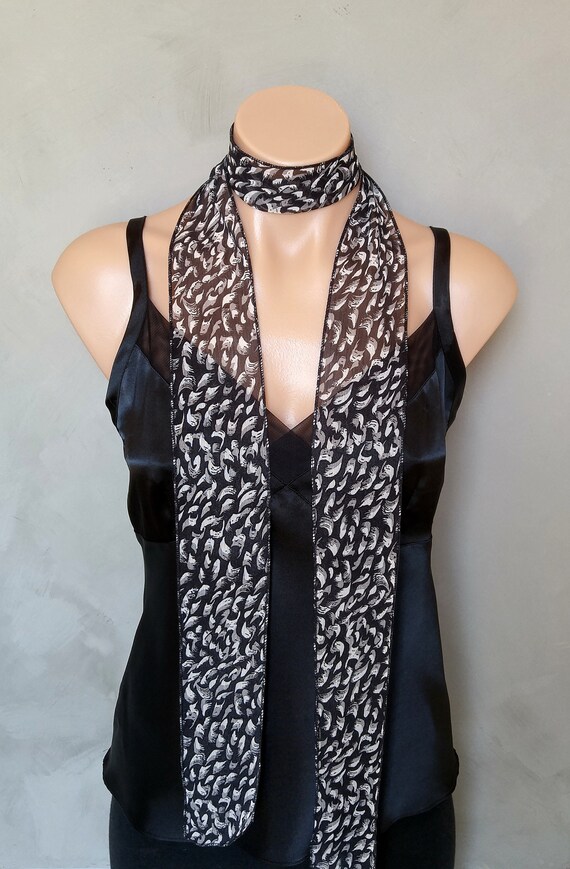Black Choker, Black Wrap Choker, Black Choker Scarf, Skinny Scarves, Sheer Chokers, Black Wrist Scarf, Free Shipping, Choker Necklace, Ascot