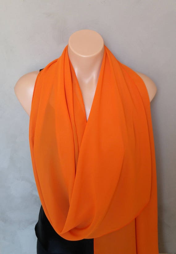 Orange Scarf, Orange Scarves, Sheer Chiffon Scarf, Orange Shawl, Orange Stole, Orange Scarf Wrap, Large Scarves, Free Shipping, Sheer Scarf