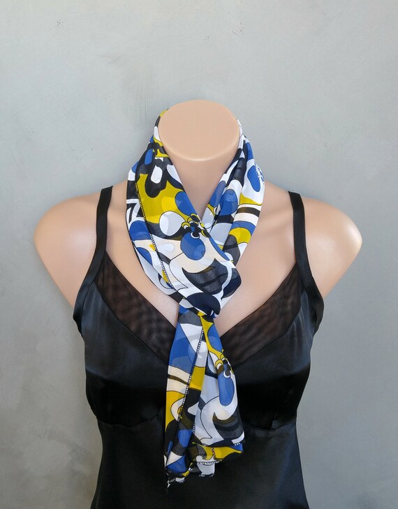 Blue Scarf, Yellow Scarf, Skinny Scarves, Sheer Yellow Scarf, Chiffon Blue Scarf, Blue Scarves, Yellow Scarves, Free Shipping, Scarves Blue