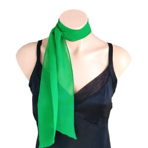 Kelly Green Scarf, Sheer Chiffon Scarf, Hair Tie, Neck Scarf, Handbag Accessory image 3