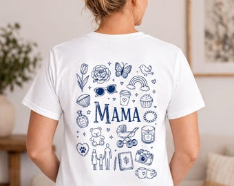 Mom Icons Tee, Hand-Drawn Doodles, Comfortable Cotton (Unisex S-XL)