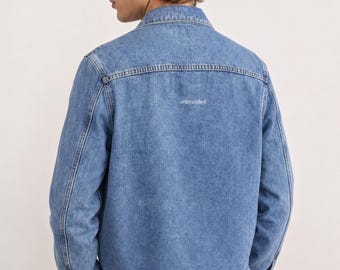 Classic Denim Jacket: Light Wash, Relaxed Fit with Back Logo