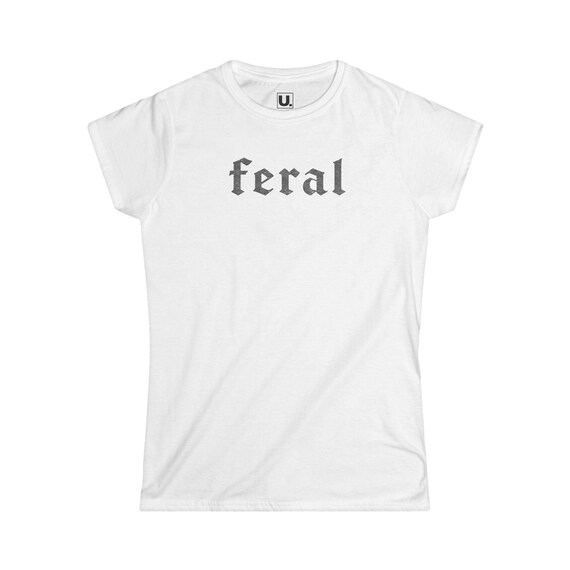 Feral Gothic Script Shirt: Semi-Fitted, Ribbed Collar - Soft Cotton