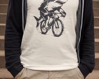 Hai Fahrrad T-Shirt: Lustige Grafik im Vintage-Stil