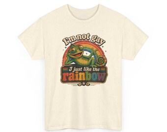 Rainbow Chameleon-T-shirt, retro-afbeelding, humor (unisex S-XXL)