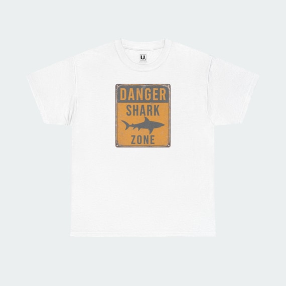 Danger Shark Zone T-Shirt: Coastal Surf Style (100% Cotton)