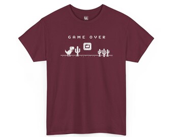 Pixel Dino Tee: Minimalist Retro Game Design - Soft Cotton Shirt